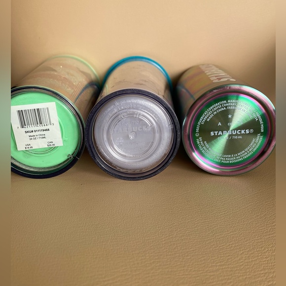 Starbucks Quetzal Bird Flowers Oil Slick & xmas Vinti Tumblers W/ lid. No straws - Picture 4 of 9